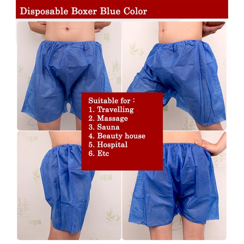 Disposable Non woven Blue Color Boxer 1pcs Bag Free Size iOcean88
