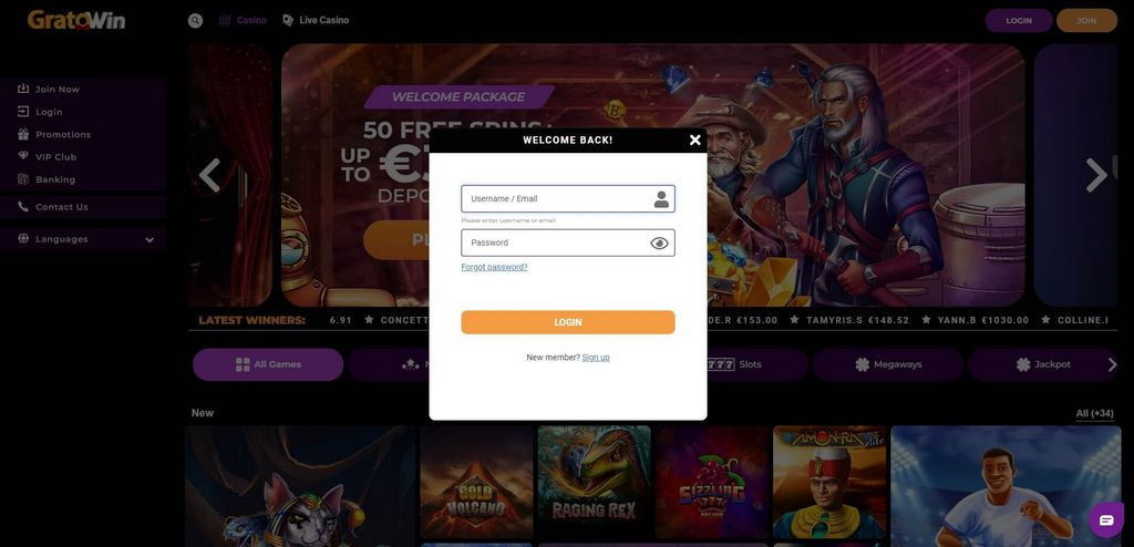 Vantaggi di Gratowin Casino - 300% fino a 3.000 euro + 50 giri gratuiti